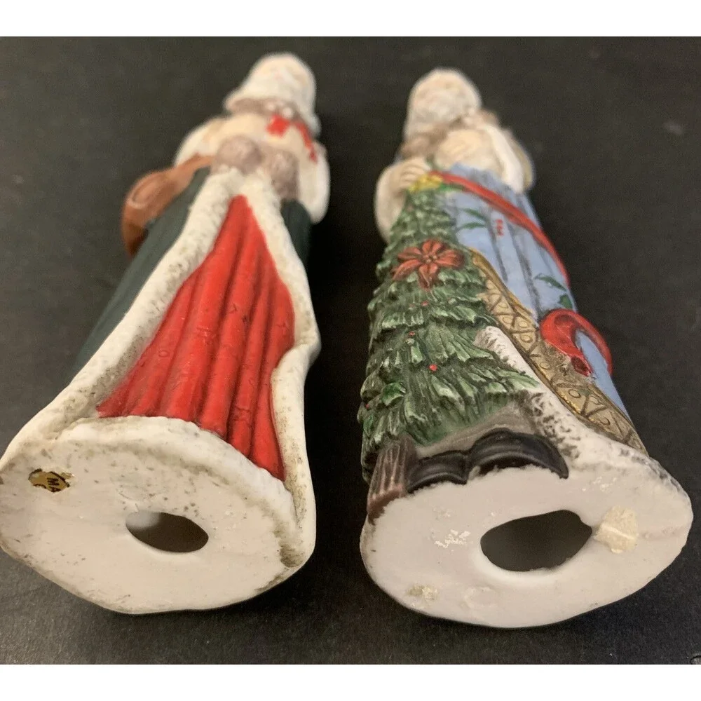 Two Old World Santa Claus Figurines Tall Style Christmas Decor